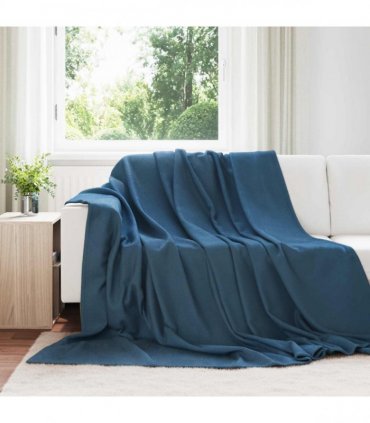 vidaXL Throw Blanket Navy Blue 240 x 220 cm Fleece — Size: 220 x 240 cm — V0672002073