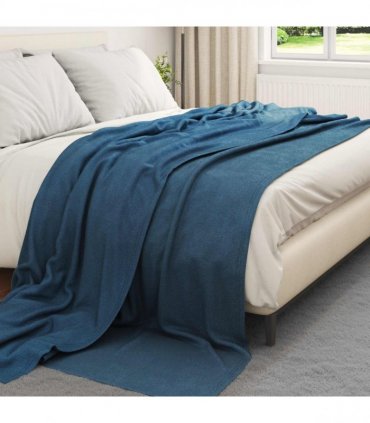 vidaXL Throw Blanket Navy Blue 240 x 220 cm Fleece — Size: 220 x 240 cm — V0672002073