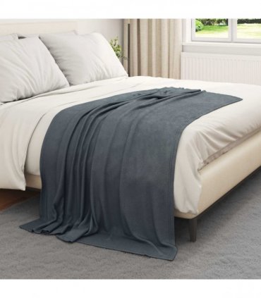 vidaXL Throw Blanket Dark Grey 170 x 130 cm Fleece — Size: 130 x 170 cm