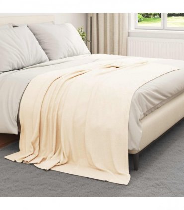 vidaXL Throw Blanket Cream 200 x 150 cm Fleece — Size: 150 x 200 cm