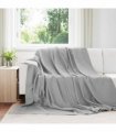 vidaXL Throw Blanket Grey 240 x 220 cm Fleece — Size: 220 x 240 cm — V0672002111