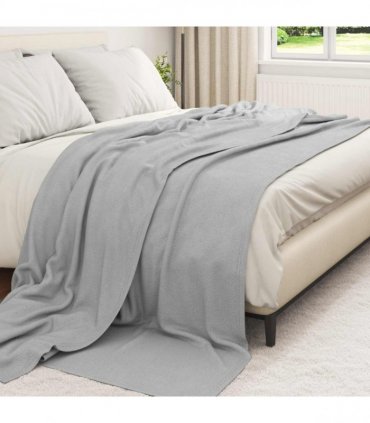 vidaXL Throw Blanket Grey 240 x 220 cm Fleece — Size: 220 x 240 cm — V0672002111