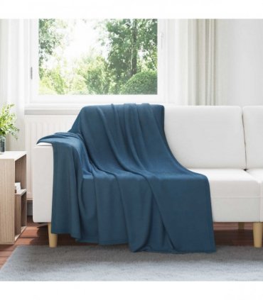 vidaXL Throw Blanket Navy Blue 200 x 150 cm Fleece — Size: 150 x 200 cm
