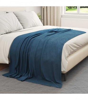 vidaXL Throw Blanket Navy Blue 200 x 150 cm Fleece — Size: 150 x 200 cm