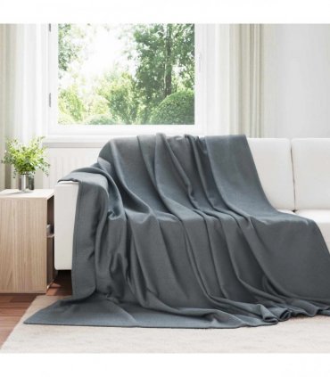 vidaXL Throw Blanket Dark Grey 240 x 220 cm Fleece — Size: 220 x 240 cm — V0672002145