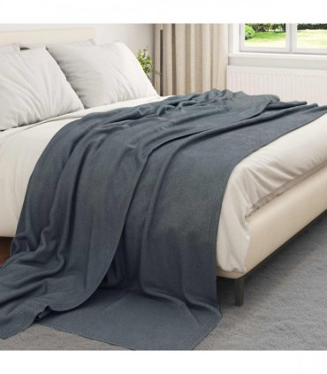 vidaXL Throw Blanket Dark Grey 240 x 220 cm Fleece — Size: 220 x 240 cm — V0672002145