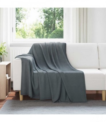 vidaXL Throw Blanket Dark Grey 200 x 150 cm Fleece — Size: 150 x 200 cm — V0672002165