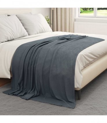 vidaXL Throw Blanket Dark Grey 200 x 150 cm Fleece — Size: 150 x 200 cm — V0672002165