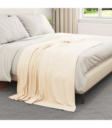 vidaXL Throw Blanket Cream 170 x 130 cm Fleece — Size: 130 x 170 cm