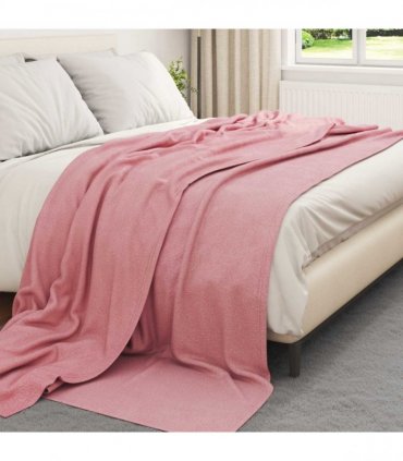 vidaXL Throw Blanket Pink 240 x 220 cm Fleece — Size: 220 x 240 cm — V0672002178