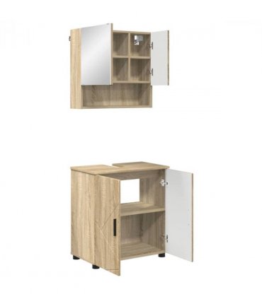 vidaXL Bathroom Furniture Set 2 pcs Sonoma Oak Engineered wood & Metal