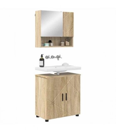 vidaXL Bathroom Furniture Set 2 pcs Sonoma Oak Engineered wood & Metal
