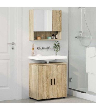 vidaXL Bathroom Furniture Set 2 pcs Sonoma Oak Engineered wood & Metal