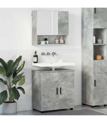 vidaXL Bathroom Furniture Set Wall-mounted 2 pcs Concrete Grey