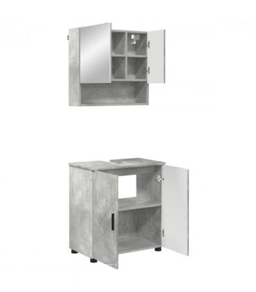 vidaXL Bathroom Furniture Set Wall-mounted 2 pcs Concrete Grey