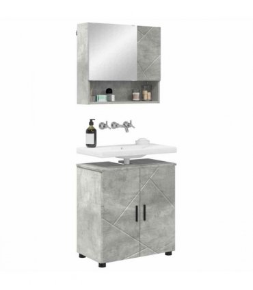 vidaXL Bathroom Furniture Set Wall-mounted 2 pcs Concrete Grey