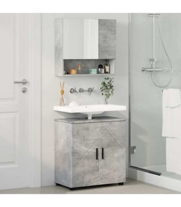 vidaXL Bathroom Furniture Set Wall-mounted 2 pcs Concrete Grey