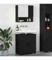 vidaXL Bathroom Furniture Set 2 pcs Black Engineered wood & Metal