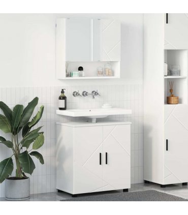 vidaXL Bathroom Furniture Set 2 pcs White Engineered wood & Metal