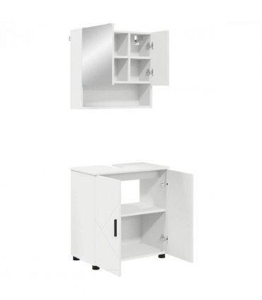 vidaXL Bathroom Furniture Set 2 pcs White Engineered wood & Metal