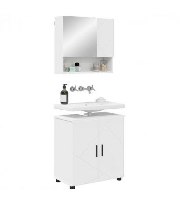 vidaXL Bathroom Furniture Set 2 pcs White Engineered wood & Metal