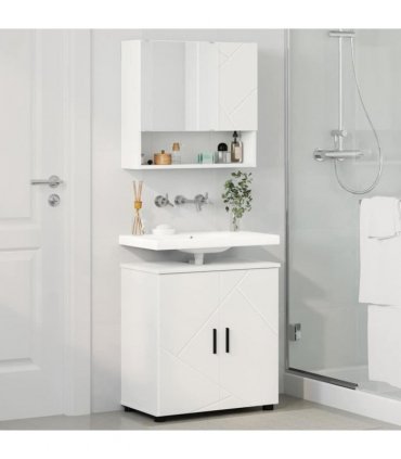 vidaXL Bathroom Furniture Set 2 pcs White Engineered wood & Metal