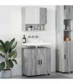 vidaXL Bathroom Furniture Set Wall-mounted with Door 2 pcs Grey Sonoma