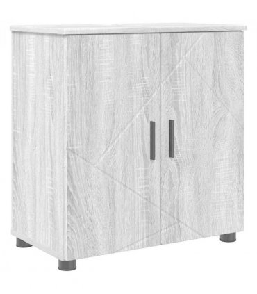 vidaXL Bathroom Furniture Set Wall-mounted with Door 2 pcs Grey Sonoma