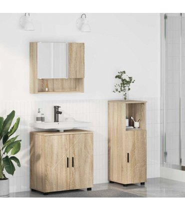 vidaXL Bathroom Furniture Set 3 pcs Sonoma Oak Engineered wood & Metal