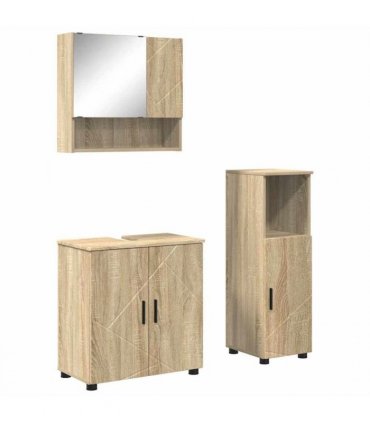 vidaXL Bathroom Furniture Set 3 pcs Sonoma Oak Engineered wood & Metal