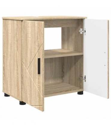 vidaXL Bathroom Furniture Set 3 pcs Sonoma Oak Engineered wood & Metal