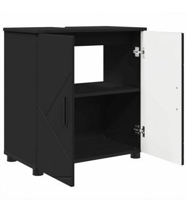 vidaXL Bathroom Furniture Set 3 pcs Black Engineered wood & Metal
