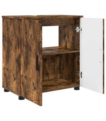 vidaXL Bathroom Furniture Set 3 pcs Smoked Oak Engineered wood & Metal