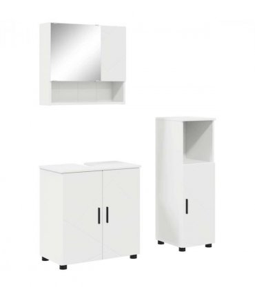 vidaXL Bathroom Furniture Set 3 pcs White Engineered wood & Metal