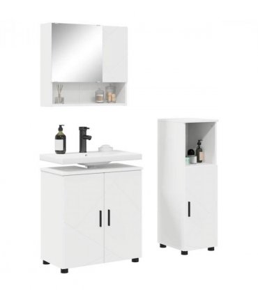 vidaXL Bathroom Furniture Set 3 pcs White Engineered wood & Metal