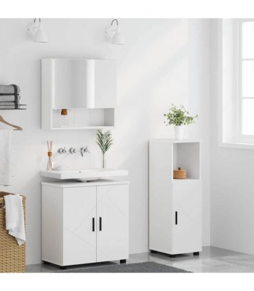 vidaXL Bathroom Furniture Set 3 pcs White Engineered wood & Metal