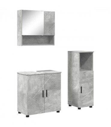 vidaXL Bathroom Furniture Set 3 pcs Concrete grey Engineered wood