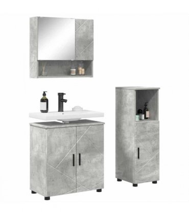 vidaXL Bathroom Furniture Set 3 pcs Concrete grey Engineered wood