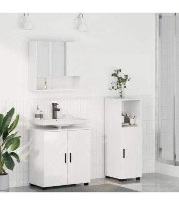 vidaXL Bathroom Furniture Set Wall-mounted 3 pcs High Gloss White