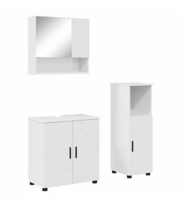 vidaXL Bathroom Furniture Set Wall-mounted 3 pcs High Gloss White