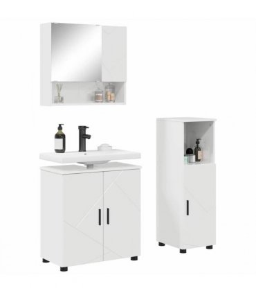 vidaXL Bathroom Furniture Set Wall-mounted 3 pcs High Gloss White