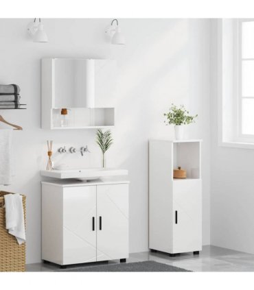 vidaXL Bathroom Furniture Set Wall-mounted 3 pcs High Gloss White