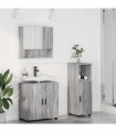 vidaXL Bathroom Furniture Set Wall-mounted with Door 3 pcs Grey Sonoma