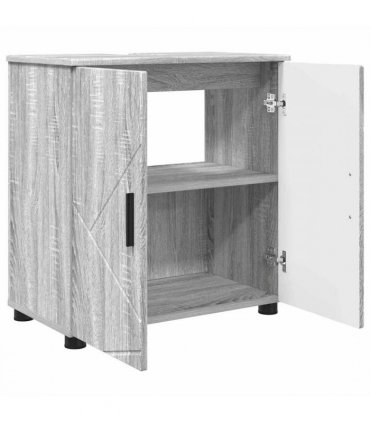 vidaXL Bathroom Furniture Set Wall-mounted with Door 3 pcs Grey Sonoma