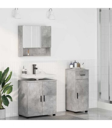 vidaXL Bathroom Furniture Set with Drawer 3 pcs Concrete Grey