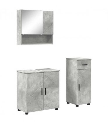 vidaXL Bathroom Furniture Set with Drawer 3 pcs Concrete Grey