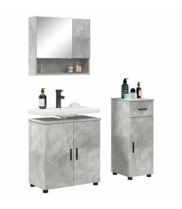 vidaXL Bathroom Furniture Set with Drawer 3 pcs Concrete Grey