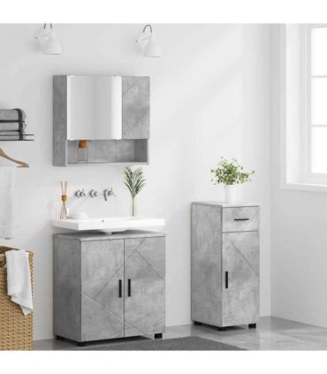 vidaXL Bathroom Furniture Set with Drawer 3 pcs Concrete Grey