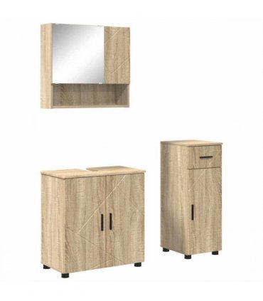 vidaXL Bathroom Furniture Set 3 pcs Sonoma Oak Engineered wood & Metal — V0672002452