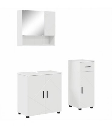 vidaXL Bathroom Furniture Set with Drawer 3 pcs High Gloss White